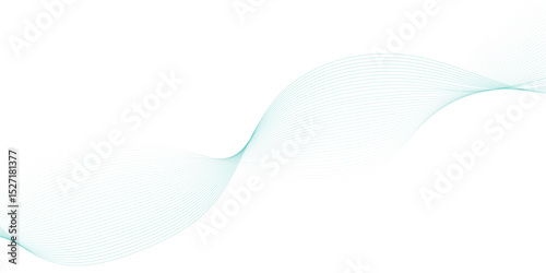Abstract green colour wave element for design. Digital frequency track equalizer. Stylized line art background. Vector illustration. Wave with lines created using blend tool.	