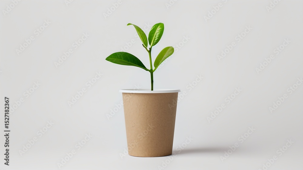 Obraz premium a plant in Biodegradable Pot on white background