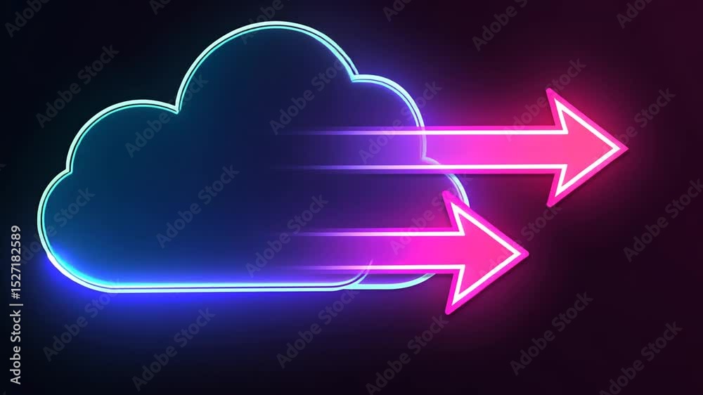 Neon Cloud with Directional Arrows