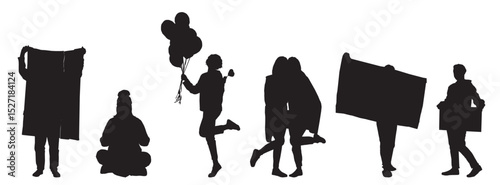 vector silhouettes of people with LGBT flags