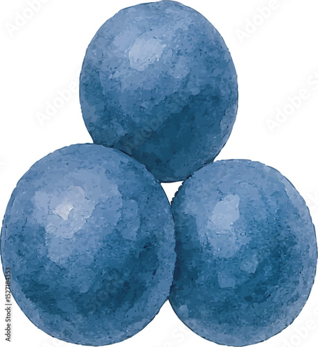 Watercolor Blueberry Illustration – Hand Painted Blue Fruit Clipart on White Background | Generative AI