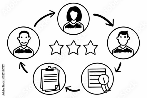 Professional team feedback cycle diagram, isolated cutout