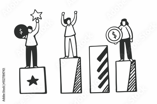 Success achievers celebrating financial growth goals