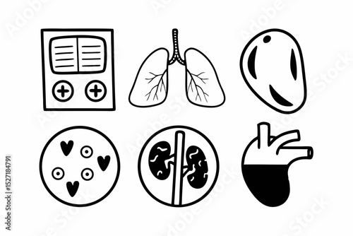 Clean cutout medical icons set png transparent background