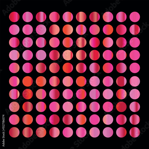 Metalic gradient collection with shiny rainbow hologram. Holographic foil texture, green, blue, yellow, pink gradation. Vector set for frame, ribbon, border, other design.