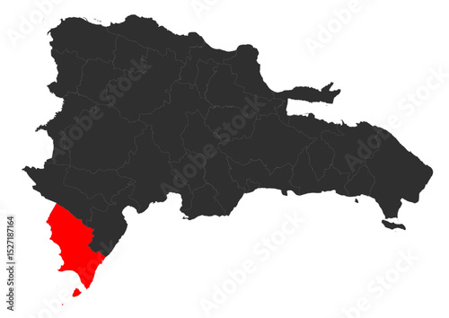 Dominican Republic: Pedernales Province Red Highlight Map