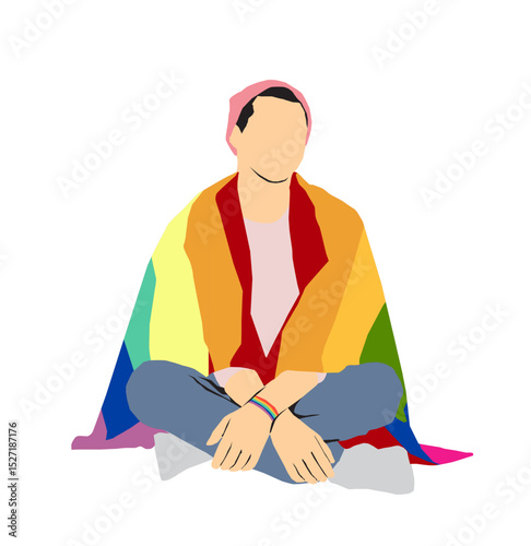 men with LGBT flag 