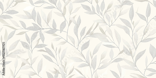 Elegant Willow Leaf Botanical Seamless Pattern. Delicate Nature Inspired Foliage Design for trendy design, textile, packaging, fabric, wallpaper, branding, stationery, wrapping paper interior decor