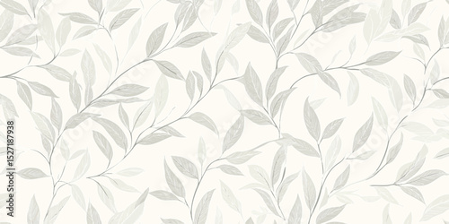Elegant Willow Leaf Botanical Seamless Pattern. Delicate Nature Inspired Foliage Design for trendy design, textile, packaging, fabric, wallpaper, branding, stationery, wrapping paper interior decor