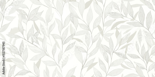 Elegant Willow Leaf Botanical Seamless Pattern. Delicate Nature Inspired Foliage Design for trendy design, textile, packaging, fabric, wallpaper, branding, stationery, wrapping paper interior decor
