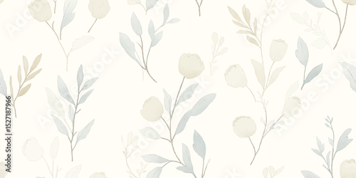 Elegant Willow Leaf Botanical Seamless Pattern. Delicate Nature Inspired Foliage Design for trendy design, textile, packaging, fabric, wallpaper, branding, stationery, wrapping paper interior decor