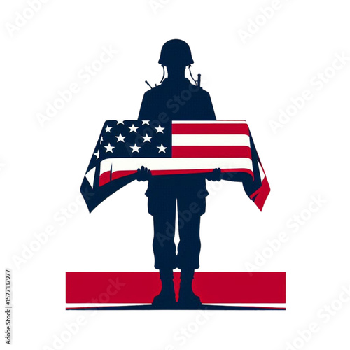 American Soldier Holding Folded Flag A Symbol of Patriotism and Sacrifice
