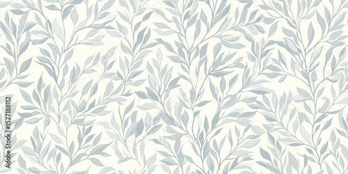 Delicate Willow Leaf Botanical Seamless Pattern. Subtle Organic Nature Foliage Design for trendy design, textile, packaging, fabric, wallpaper, branding, stationery, wrapping paper interior decor