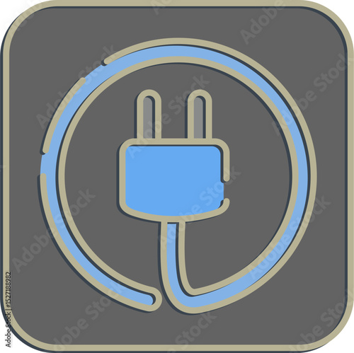 Icon power plug. Renewable energy elements. Icon in embossed style.