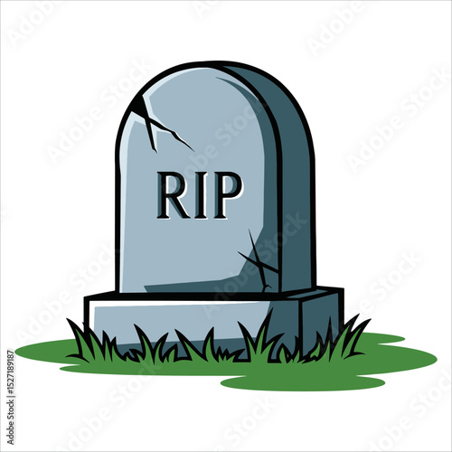 Grave vector icon isolated on white. Simple tombstone illustration for memorial and spooky themes.