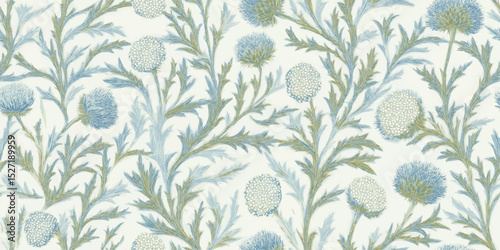 Elegant Seamless Pattern. Vintage Art Nouveau Floral Thistle Design for trendy design, textile, packaging, fabric, wallpaper, branding, stationery, wrapping paper interior decor.
