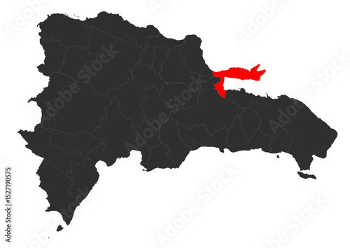 Dominican Republic: Samaná Province Red Highlight Map