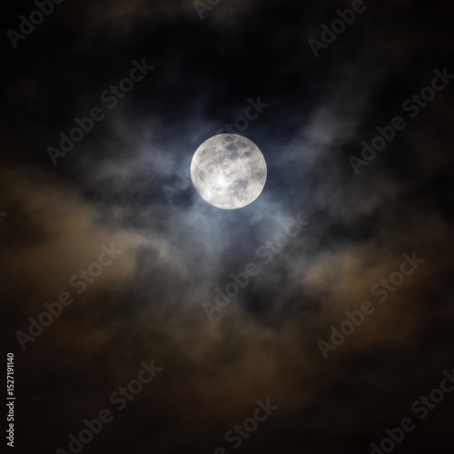 Wallpaper Mural Full moon in the night sky with clouds. Abstract nature background. Torontodigital.ca