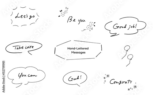 手書きの吹き出しつきメッセージテキストセット｜Hand-Lettered Messages