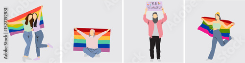 full isolated people with sign of pride