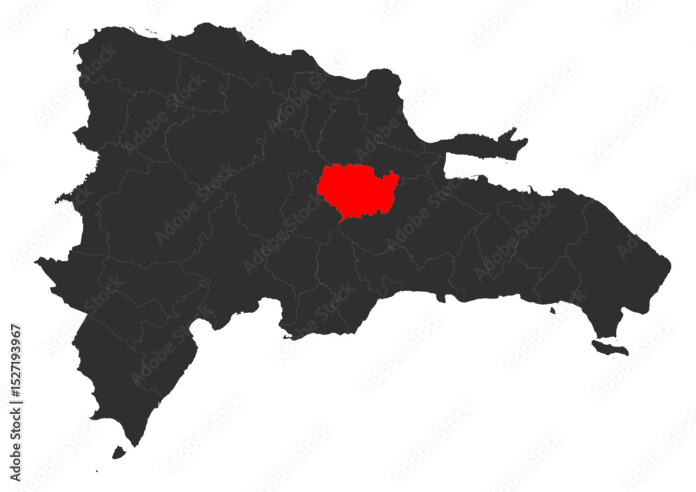 Fototapeta premium Sánchez Ramírez Province Vector Map (Red Highlight)