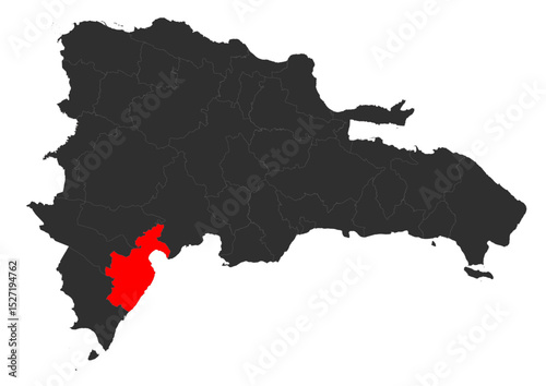 Highlighted Barahona: DR Province Red Vector Map

