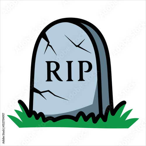 Tombstone vector illustration isolated on white. Grave icon ideal for memorial concepts and eerie Halloween designs.