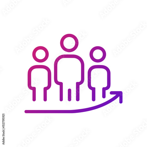 Ascending group individuals thrive growth indicated. Icon symbol illustration