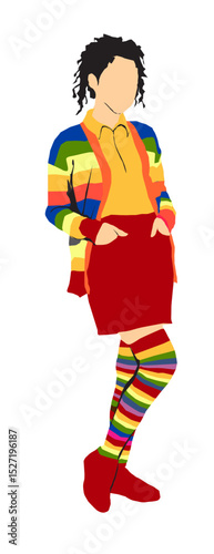 women in a colorful dress of pride