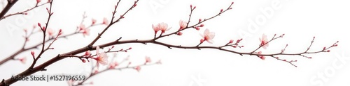 Delicate branches curve and intersect in every direction on white, isolated branches, white, curved