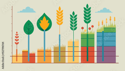 A comparison of the nutritional value of crops in the preclimate change era and at present displaying a decrease in essential nutrients.. Vector illustration