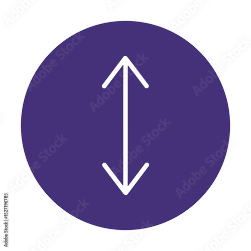Purple circle with bidirectional arrow indicator. Icon symbol illustration