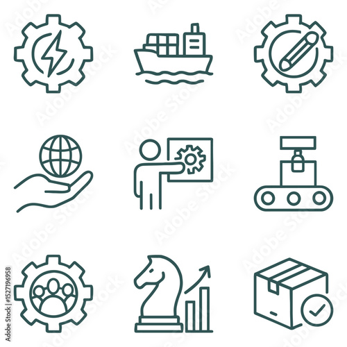 Supply chain icons represent process. Icon symbol illustration