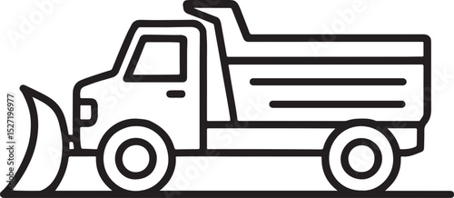 snow plow truck icon line art silhouette design vector illustration.