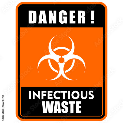 Danger, Infectious waste, sign and sticker vector