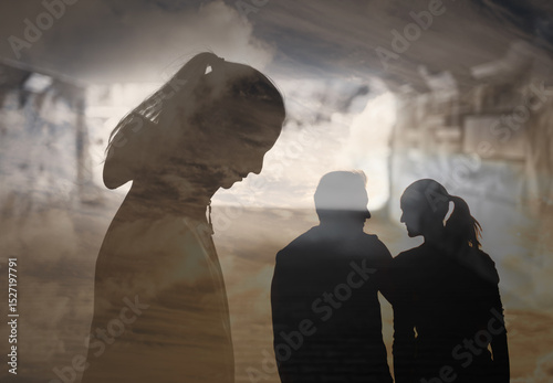Young woman feeling heartbroken, divorce, breakup, love loss, relationship difficulties, loosing a loved one concept. 