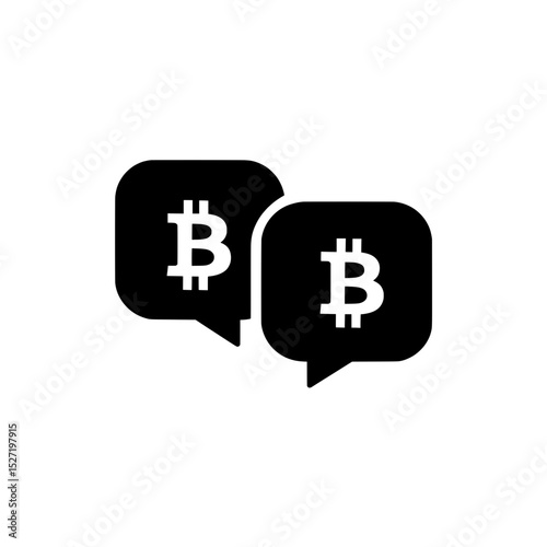 Dual speech bubbles with Bitcoin symbol for cryptocurrency discussion or financial tech communication