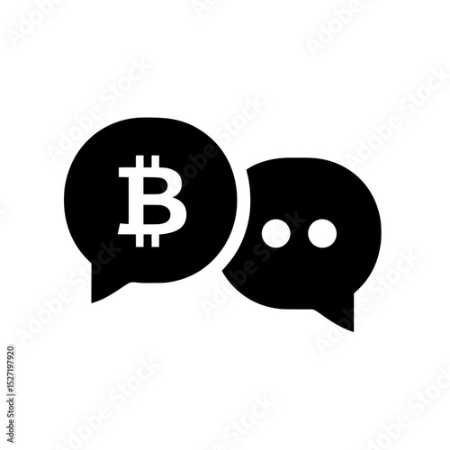 Bitcoin inside chat icon representing messaging about cryptocurrency trading or blockchain discussion