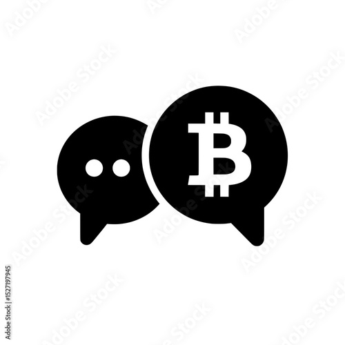 Chat bubbles icon with Bitcoin symbol indicating cryptocurrency conversation, messaging, or community discussion