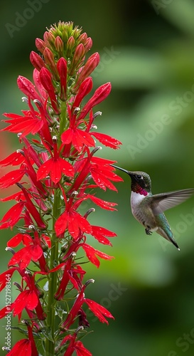 an image of cardinal flower with hummingbird