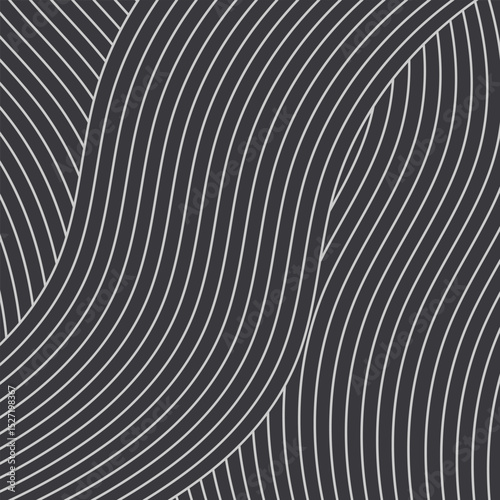 Black and white background, waves of lines, abstract wallpaper, vector design 