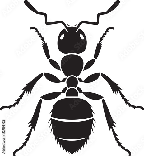 Ant Black Silhouette Vector, Insect Clipart & Nature Bug Design