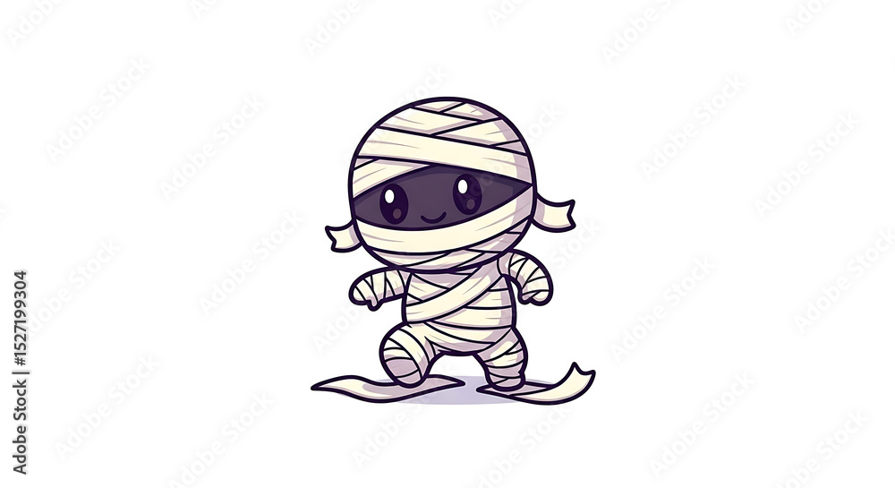 Fototapeta premium Adorable Mummy Cartoon Character Halloween Illustration