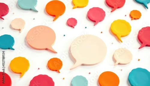 Seamless colorful speech bubble pattern on white background, pop art, abstract