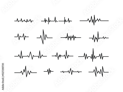 Heartbeat Line Icon Set, ECG Medical Pulse Waveform Vector, Health Medical Concept For Graphic Design