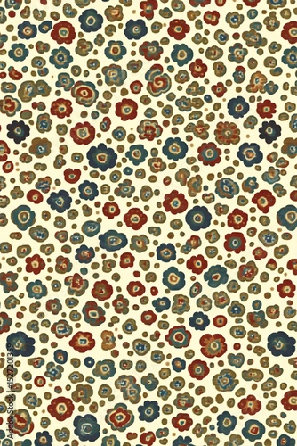 Detailed floral pattern with a folk art sensibility and vintage feel