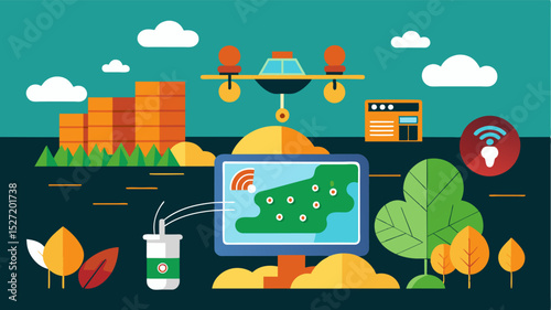 An online platform that combines satellite imagery and machine learning to predict crop yield for largescale farming operations.. Vector illustration
