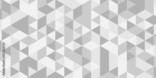Abstract geometric wall tile and metal cube background triangle wallpaper. Seamless geometric pattern low polygon backdrop background. white and gray diamond overlap polygonal background.	
