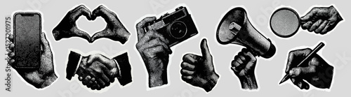 Vintage hand gestures collection vector