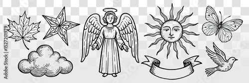 Vintage celestial nature symbols vector